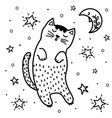 cute sleeping cat and moon coloring page fantasy vector image vector image