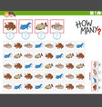 how many cartoon animal characters counting task vector image vector image