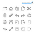 application toolbar line icons editable stroke vector image