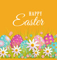 easter spring poster with eggs flowers vector image