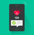heart health check test on mobile phone app vector image
