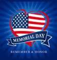 memorial day usa heart emblem blue beams vector image