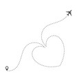 dotted heart airplane route vector image