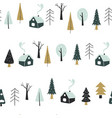 seamless pattern with houses and forest vector image vector image