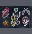 set traditional tattoo arts vector image