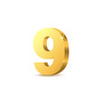 gold number 9 - realistic 3d style golden metal vector image