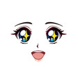 happy anime face manga style big blue eyes vector image