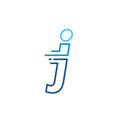 J letter dash lowercase tech digital fast quick Vector Image