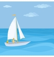sailing boat in the sea vector image