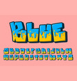 alphabet melt graffiti blue yellow cartoon vector image vector image
