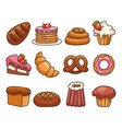 isolated on white background set bakery food vector image
