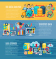 big data flat horizontal banners set vector image