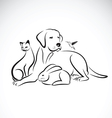 group of pets on white background vector image vector image