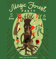 forest magic party announcement poster vector image vector image