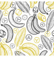 hand drawn sketch style banana seamless pattern vector image