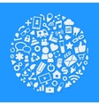white icons arranged inside circle vector image vector image