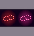 Neon devil heart in red and pink color Royalty Free Vector