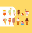 set tasty colorful ice creams on white vector image vector image