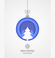 christmas card with merry xmas paper cut tree vector image