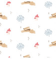cute bunnies in woods seamless pattern vector image