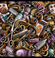 hair salon hand drawn doodles seamless pattern vector image