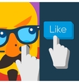 like us button with hipster man face vector image vector image