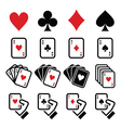 playing cards poker gambling icons set vector image vector image