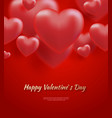 red valentine s day background with 3d hearts vector image