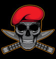 red beret skull vector image vector image