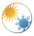 sun heating and snowflake cooling in circle symbol vector image