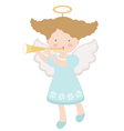 Cute girl angel holding star Royalty Free Vector Image