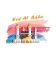 eid al adha muslim holiday banner with mosque vector image