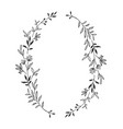 hand drawn floral oval frame wreath on white vector image
