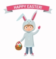 greeting card easter rabbit boy kid with basket vector image