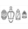 hand drawn sketch of lanterns as islamic vector image