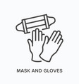 face mask and gloves flat line icon vector image