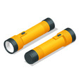 isometric yellow plastic torch flashlight isolated vector image