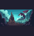 mountain landscape with castle and dragon vector image