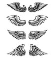 set of wings isolated on white background vector image