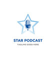 blue simple star with mic microphone for podcast vector image vector image