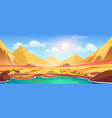 cartoon oasis in sahara desert with palm landscape vector image