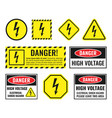 high voltage sign set danger electricity icons vector image