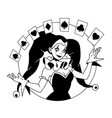 joker girl juggling playing cards vector image vector image