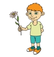 little boy holding a flower vector image