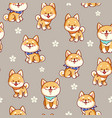 seamless pattern with cute shiba vector image