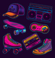 set of neon of the 80s vector image