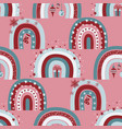 cute christmas seamless pattern with rainbows vector image