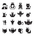 devil angel icon set vector image