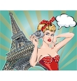 pop art fashion woman near eiffel vector image vector image