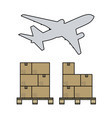 boxes on pallet under airplane vector image
